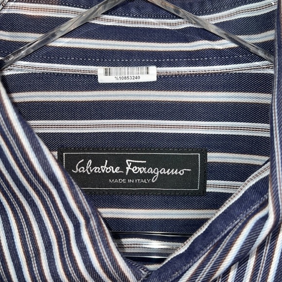 Salvatore Ferragamo Long Sleeve Striped Polo Shirt - Picture 4 of 11